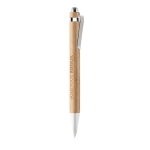 Stylo avec corps en bois et finition chromée à l'encre bleue Bamboo couleur bois vue principale
