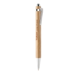 Stylo avec corps en bois et finition chromée à l'encre bleue Bamboo couleur bois deuxième vue principale