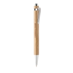 Stylo avec corps en bois et finition chromée à l'encre bleue Bamboo couleur bois troisième vue principale