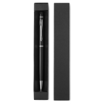 Stylo  en aluminium gravé design basique encre bleue Paddy couleur noir