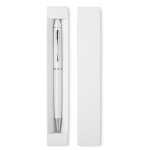 Stylo  en aluminium gravé design basique encre bleue Paddy couleur blanc