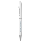 Stylo  en aluminium gravé design basique encre bleue Paddy couleur blanc deuxième vue principale