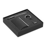 Parure de porte-cartes, porte-clés et stylo à encre bleue Business couleur noir