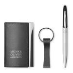 Parure de porte-cartes, porte-clés et stylo à encre bleue Business couleur noir quatrième vue principale