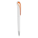 Stylos à bille publicitaires ABS Encre Bleue avec clip Cygne blanc couleur orange