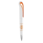 Stylos à bille publicitaires ABS Encre Bleue avec clip Cygne blanc couleur orange vue principale