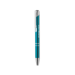 Stylos métalliques gravés populaires pour cadeaux en encre bleue Aster vue avec zone d'impression