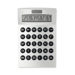 Calculatrice solaire entreprise à 12 chiffres avec pile bouton DeskCal couleur argenté mat troisième vue