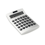 Calculatrice solaire entreprise à 12 chiffres avec pile bouton DeskCal couleur argenté mat troisième vue