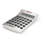 Calculatrice solaire entreprise à 12 chiffres avec pile bouton DeskCal couleur argenté mat vue principale