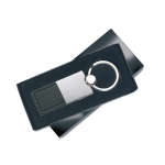 Porte-clés personnalisé en cuir avec partie supérieure en métal Deluxe couleur noir troisième vue