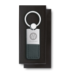Porte-clés personnalisé en cuir avec partie supérieure en métal Deluxe couleur noir cinquième vue