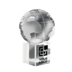 Presse-papier en verre en forme de globe terrestre Globe couleur transparent vue avec zone d'impression