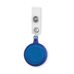 Porte-badge publicitaire pour salons avec clip métal Flex couleur bleu