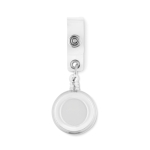 Porte-badge publicitaire pour salons avec clip métal Flex couleur blanc transparent