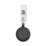 Porte-badge publicitaire pour salons avec clip métal Flex couleur gris transparent