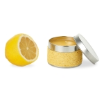 Bougies aromatiques dans une boîte en laiton pour décorer Fragrance couleur jaune troisième vue