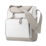 Sac isotherme publicitaire en polyester avec poche frontale Peak couleur blanc