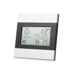 Station météorologique avec horloge à personnaliser Cloudy couleur argenté mat