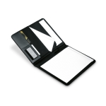 Portefeuille élégant en cuir Uptown A4 avec bloc-notes et porte-cartes couleur noir troisième vue