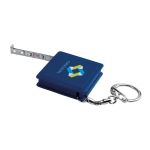 Porte-clés original avec mètre ruban personnalisé de 1M SquareMeter couleur bleu image avec logo 4