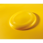Frisbee personnalisé avec logo sérigraphié pour événement Santa Mónica couleur jaune deuxième vue