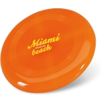Frisbee personnalisé avec logo sérigraphié pour événement Santa Mónica couleur orange deuxième vue principale