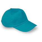 Casquette personnalisée en coton à fermoir plastique 160 g/m² BaseCap couleur turquoise