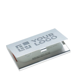 Porte-cartes d'entreprise en aluminium à personnaliser AluCase couleur argenté brillant vue avec zone d'impression