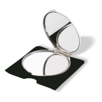 Miroir double avec loupe en aluminium personnalisé avec logo DownTown couleur argenté mat