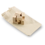 Puzzle publicitaire en bois dans une pochette en coton Astrum couleur bois troisième vue