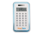 Calculatrices publicitaires 8 chiffres petites, design simple Basical couleur bleu transparent deuxième vue principale