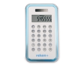 Calculatrices publicitaires 8 chiffres petites, design simple Basical couleur bleu transparent deuxième vue principale
