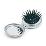 Petit miroir avec brosse de poche ronde pour les cheveux Combi couleur argenté