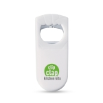 Décapsuleur publicitaire en plastique avec fonction bouchon Fortis couleur blanc vue principale