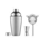 Coffret à cocktail à offrir à vos clients avec shaker 500 ml Bartender couleur argenté brillant