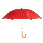 Parapluie en polyester 190T avec manche en bois Ø104 Basic Manual couleur rouge