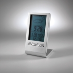 Station météorologique publicitaire avec écran bleu LCD Clearsky couleur argenté troisième vue