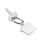 Porte-clés en métal personnalisé pas cher en forme de maison Aluhome couleur argenté mat