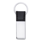 Porte-clés publicitaire classique avec plaque en métal Elegance couleur noir troisième vue