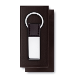 Porte-clés publicitaire classique avec plaque en métal Elegance couleur noir quatrième vue