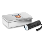 Lampe de poche publicitaire sérigraphiée dans boîte en métal LightBeam couleur noir deuxième vue principale