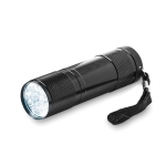 Lampe de poche publicitaire sérigraphiée dans boîte en métal LightBeam couleur noir troisième vue
