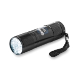 Lampe de poche publicitaire sérigraphiée dans boîte en métal LightBeam couleur noir troisième vue principale
