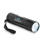 Lampe de poche publicitaire sérigraphiée dans boîte en métal LightBeam couleur noir quatrième vue principale