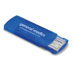 Boîte en plastique contenant 5 pansements petit format BandAid couleur bleu transparent deuxième vue principale