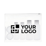 Trousse de toilette complète pour clients et 6 conteneurs vides Pilot vue avec zone d'impression