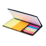 Ensemble publicitaire avec diverses notes adhésives et carnet MemoBloc couleur noir