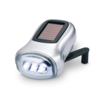 Lampe de poche publicitaire à chargement solaire avec dynamo DynaSun couleur argenté mat