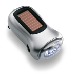 Lampe de poche publicitaire à chargement solaire avec dynamo DynaSun couleur argenté mat deuxième vue